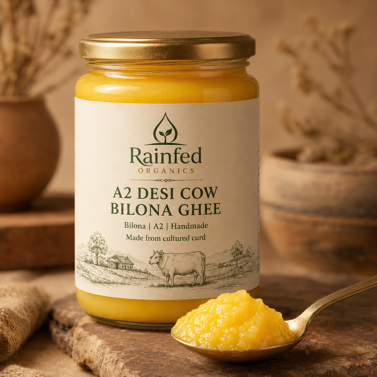 Rainfed Organics A2 Desi Cow Bilona Ghee